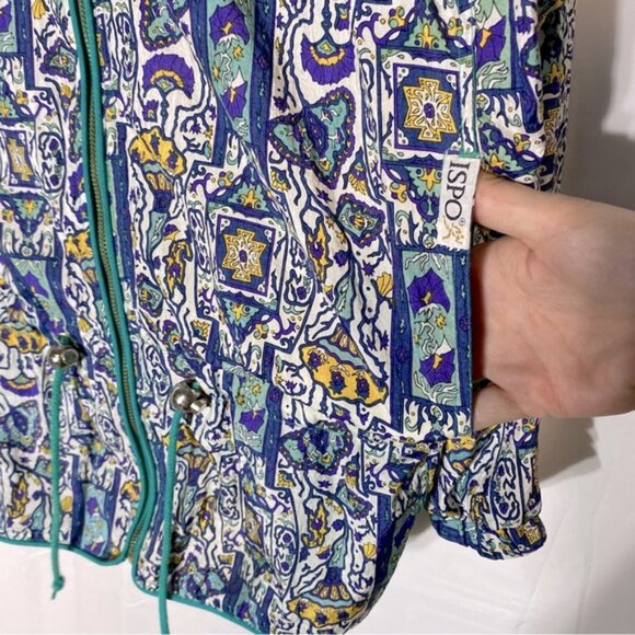 Vintage Ispo Green Blue All Over Busy Print Tracksuit W Green Pants M - Picture 14 of 16